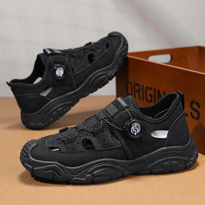 凉鞋男士春季新款2025网面镂空透气网鞋男休闲百搭运动厚底鞋