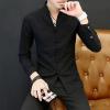 中风衬衫男长袖复男士衬衣立领唐帅气秋季薄款休闲白寸衫