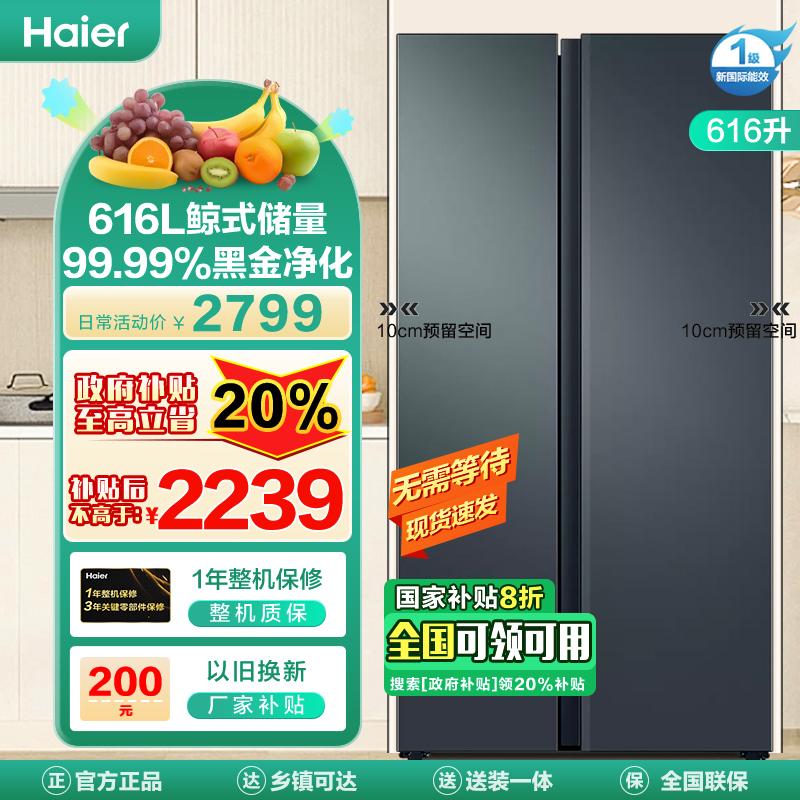海尔冰箱BCD-616WGHSSEDC9
