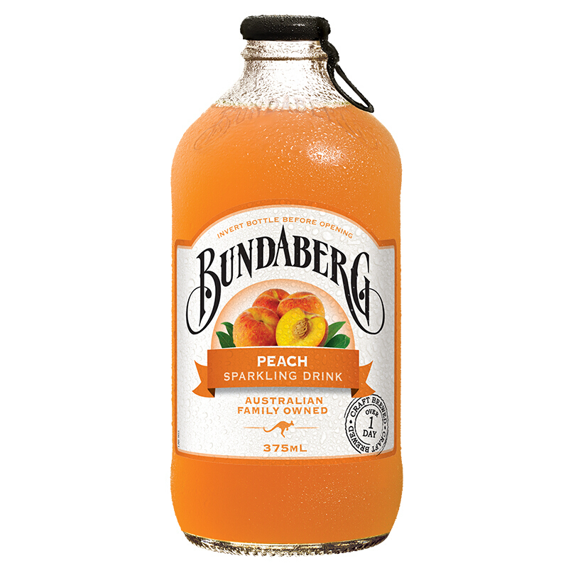 宾得宝 Bundaberg 蜜桃味含气苏打水饮料 375ml/瓶 饮料 苏打水 澳洲进口