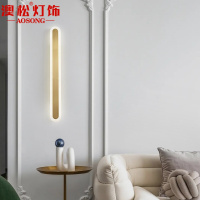 澳松 北欧全铜壁灯后现代轻奢客厅壁灯时尚简约背景墙床头卧室led灯具