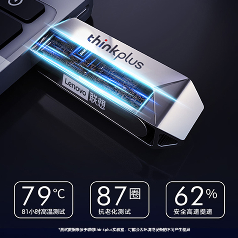 联想(Lenovo)64G u盘 高速传输 usb优盘 电脑平板车载音乐 金属 旋转 thinkplus TPU301高清大图