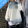 SUNTEK圆领毛衣男秋冬款宽松撞色渐变色针织衫ins韩版潮流港风套头线衣
