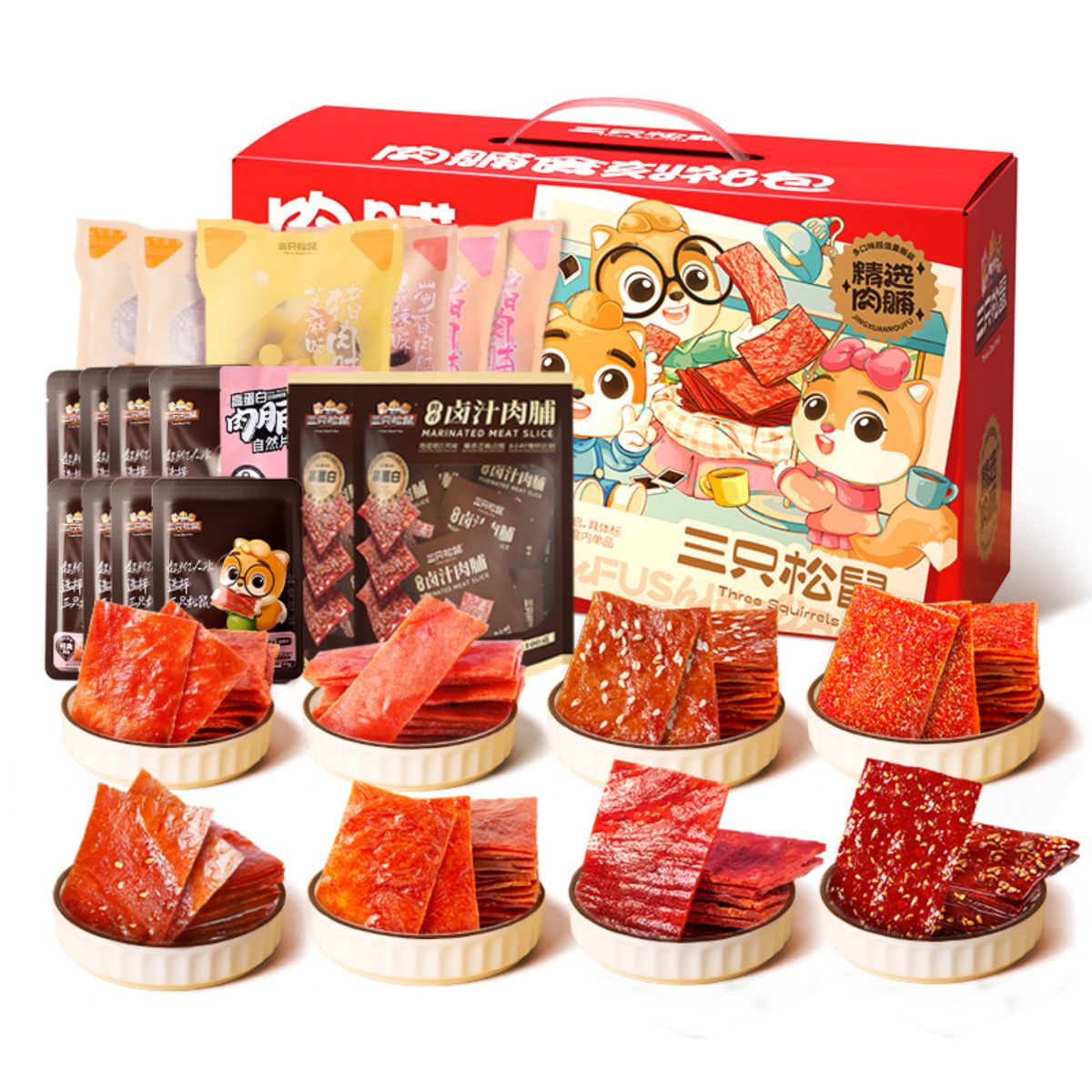三只松鼠[肉脯食刻礼包A/1116g/17袋]猪肉脯办公室休闲小吃零食高清大图
