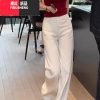 YIBUSHENG白色阔腿裤女2024年季新款高腰显瘦时尚简约百搭窄版休闲裤子潮