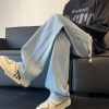 [2.5折价82元]唐狮秋季新款男牛仔裤抽绳宽松阔腿裤拼接直筒休闲长裤子潮流