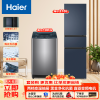 [海尔冰洗套餐]218升黑金净化 三门冰箱 218WGHC3R9B9+10公斤大容量直驱变频 智能预约 全自动波轮洗衣机