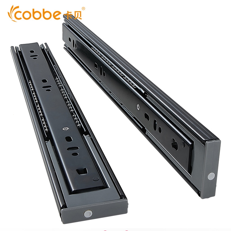 卡贝(cobbe)抽屉三节轨阻尼缓冲轨道滑道电脑桌键盘托架二节导轨橱柜
