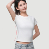 短袖t恤女2025夏季新款修身短款内搭半袖上衣正肩圆领纯色打底衫