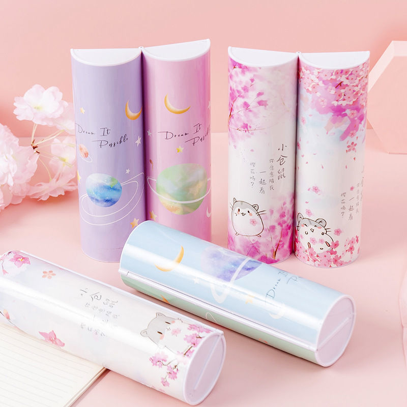 铅笔盒高颜值文具盒女韩版可爱圆筒文具盒多功能大容量网红笔袋