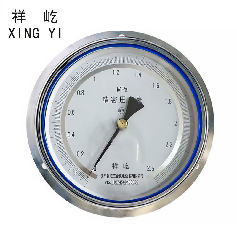 祥屹+精密压力表轴向带边检测定制型+YB150ZT+0.25级 +块 0.25级0-2.5Mpa
