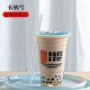 烧仙草勺子一次性勺子长柄水果茶奶茶店单独包装搅拌塑料长冰羹勺 18cm长冰羹白色-简 100支