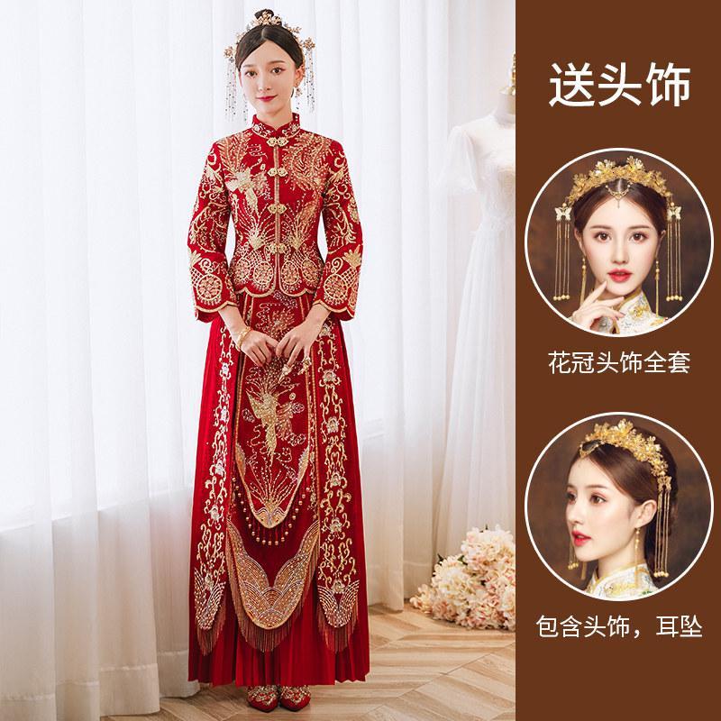 新款秀禾服2020新款结婚新娘敬酒服中式婚纱礼服女显高龙凤褂出阁秀禾