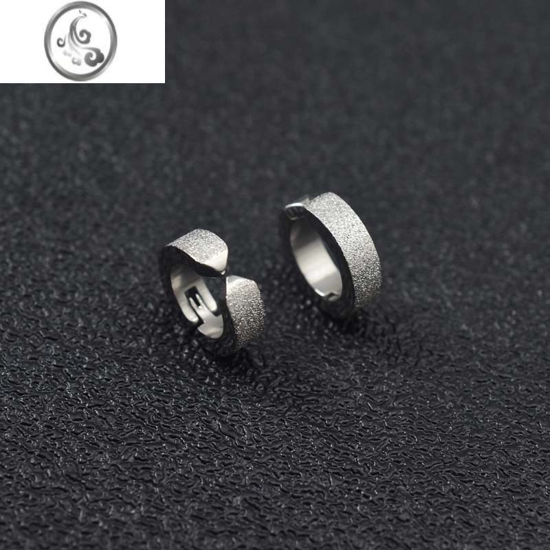 JiMi欧美潮款钛钢磨砂耳夹男女个性无耳洞耳饰朋克铆钉带钻耳骨耳挂男