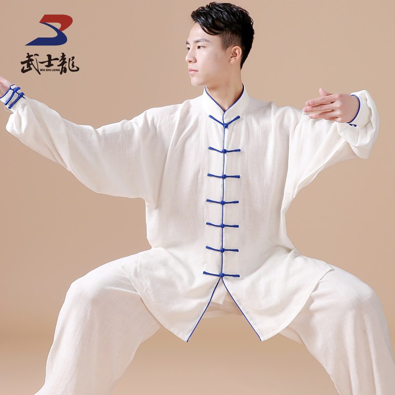 太极服男亚麻透气武术表演服女中老年晨练练功服太极拳服装春夏季2xxl