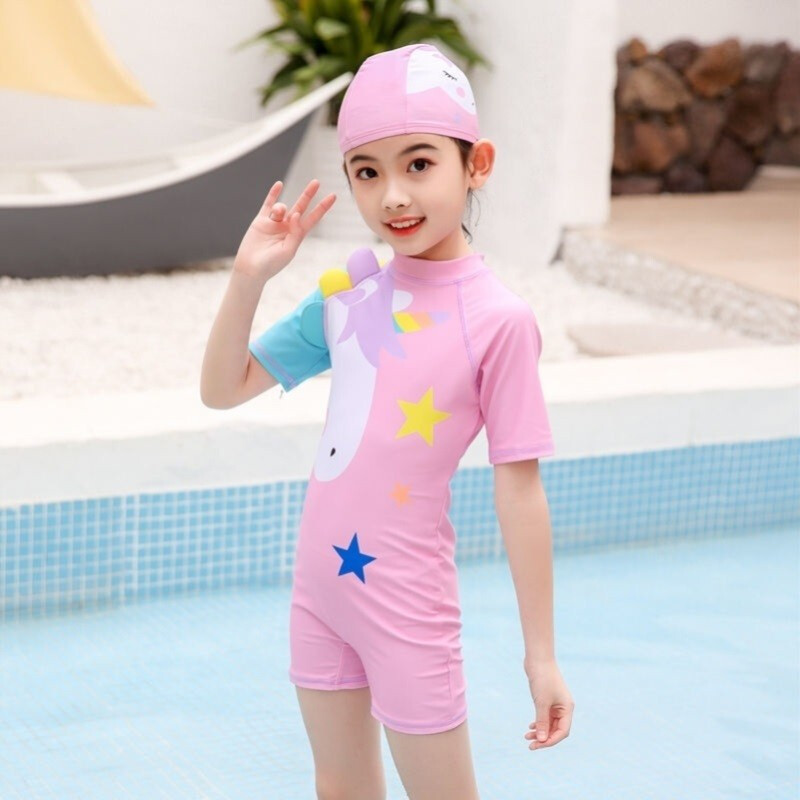 香忊儿童连体泳衣女童中大童泳装公主防晒小女孩宝宝可爱游泳套装温泉