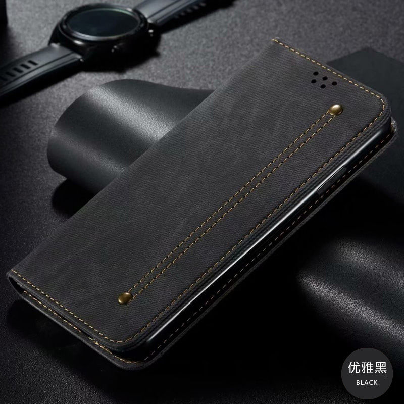 魅爱琳 苹果16手机壳iPhone16ProMax/Plus保护套外壳 牛仔纹皮套 商务复古休闲全包防摔软套翻盖支架抽卡