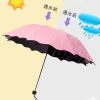 粉红色--[花][影][若][现] 太阳伞防紫外线遮阳伞韩版折叠女学生可爱蕾丝防晒睛雨伞双人两用