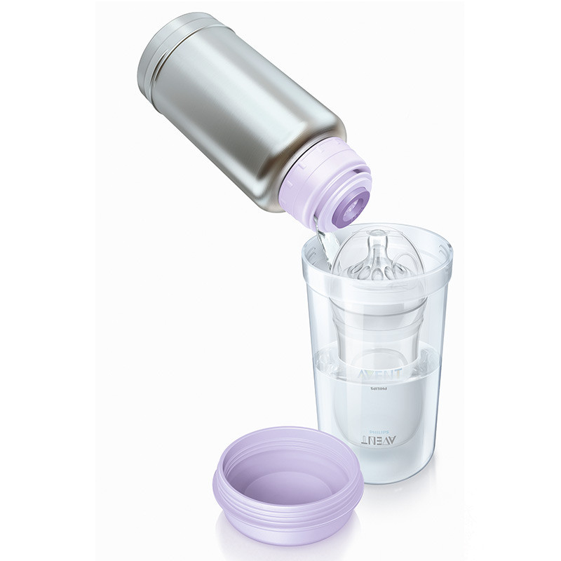 飞利浦 AVENT 暖奶器 新安怡便携式温奶杯暖奶杯热奶杯500ml温奶器 SCF256/00 浅紫不锈钢 pp 硅胶