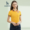 哈吉斯HAZZYS 春夏新款女撞色polo衫棉短袖上衣立体刺绣贴布