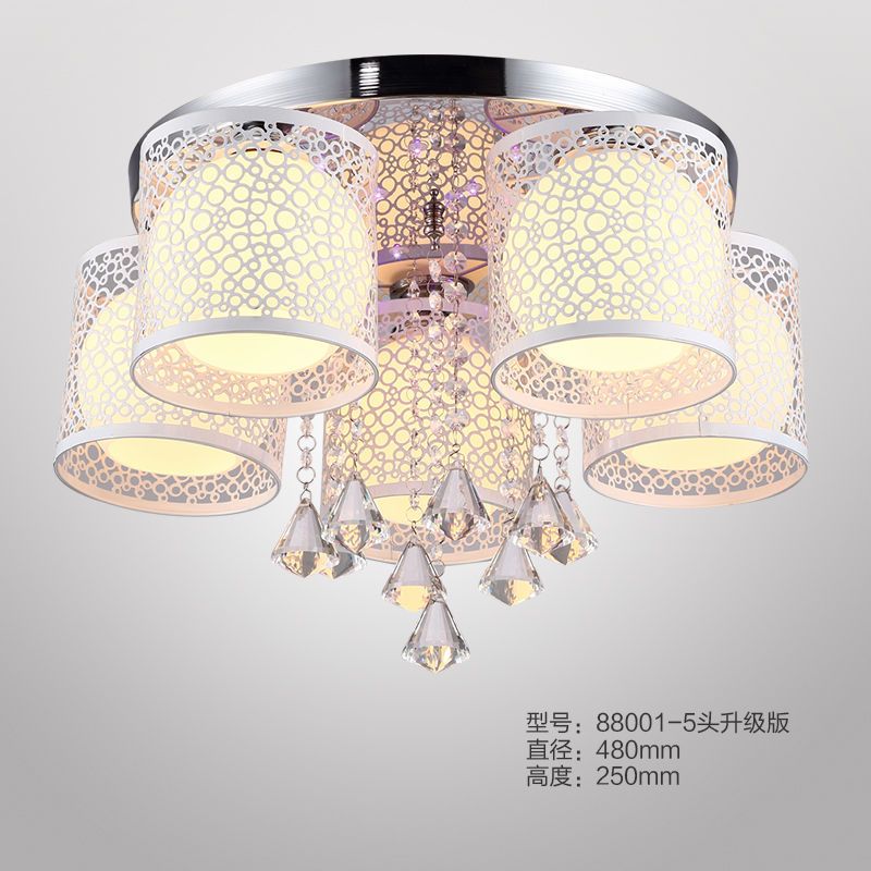 餐厅吊灯三头现代简约卧室灯具圆形创意水晶客厅家用led吸顶灯饰高丞
