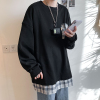 梵克公牛无帽卫衣男ins假两件春季款外套宽松流百搭很仙的慵懒风超火cec
