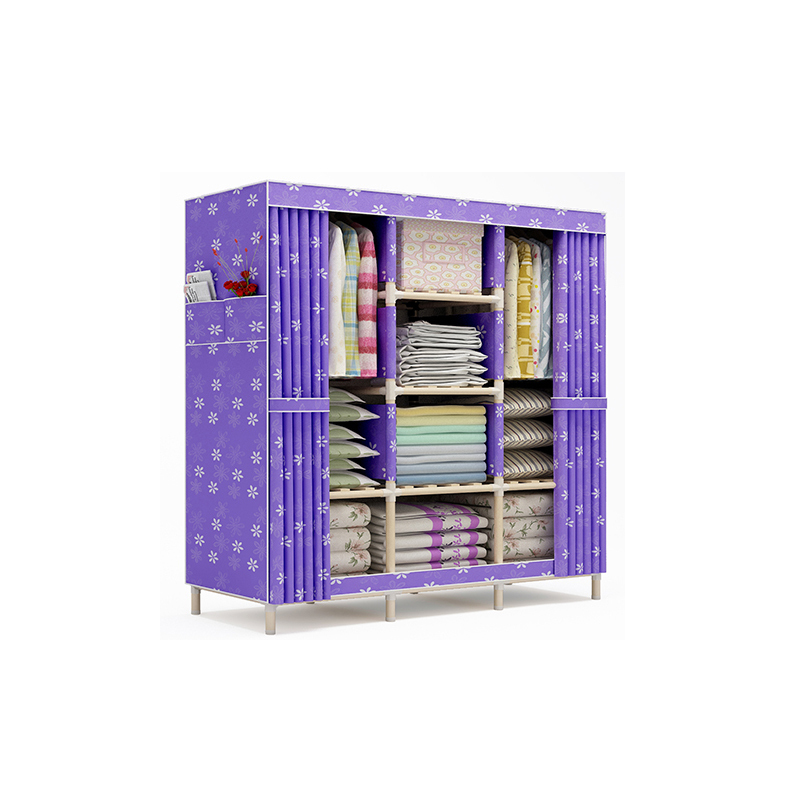 工匠时光巨无霸简易衣柜实木衣柜双人大号组装衣橱折叠牛津布储物收纳