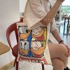 唐老鸭帆布包女单肩日系原宿ulzzang卡通拉链学生手提布袋购物袋 唐唐鸭(加厚有拉链) 收藏优先发(新款加大)