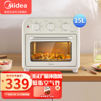 美的(Midea)家用多功能空气炸锅电烤箱PT1510 高效脱脂 360°循环热风 15L浅杏色