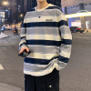 [1折价36.9元叠加优惠券]唐狮 长袖T恤男男装男T恤长袖男士T恤长袖男条纹左胸字母印花长袖T