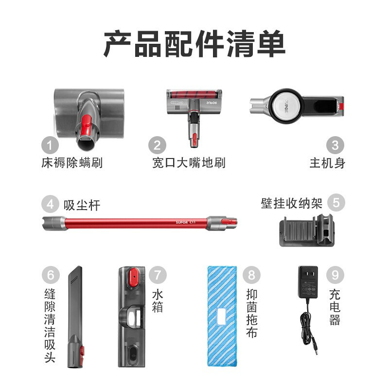 苏泊尔 (SUPOR )吸尘器吸拖一体家用无线手持除螨拖地洗地机宠物家庭适用VCS63X-C11高清大图