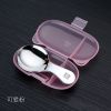 可爱粉[长9厘米勺头宽4.5CM] 产品打有品牌LOGO和304钢印 304不锈钢小勺子便携旅行外带儿童宝宝韩国短柄勺子