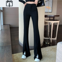SUNTEK高腰垂感开叉喇叭裤女春装新款韩版修身显瘦阔腿裤百搭休闲拖地裤休闲裤