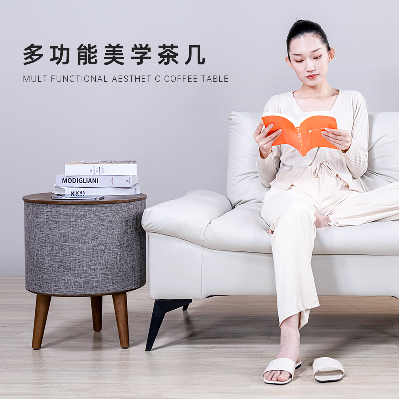 POKALEN(普卡兰)智能沙发边几客厅现代简约意式轻奢床头极简圆形小茶几高级艺术感边几桌侘寂风网红高端设计感小桌子高清大图