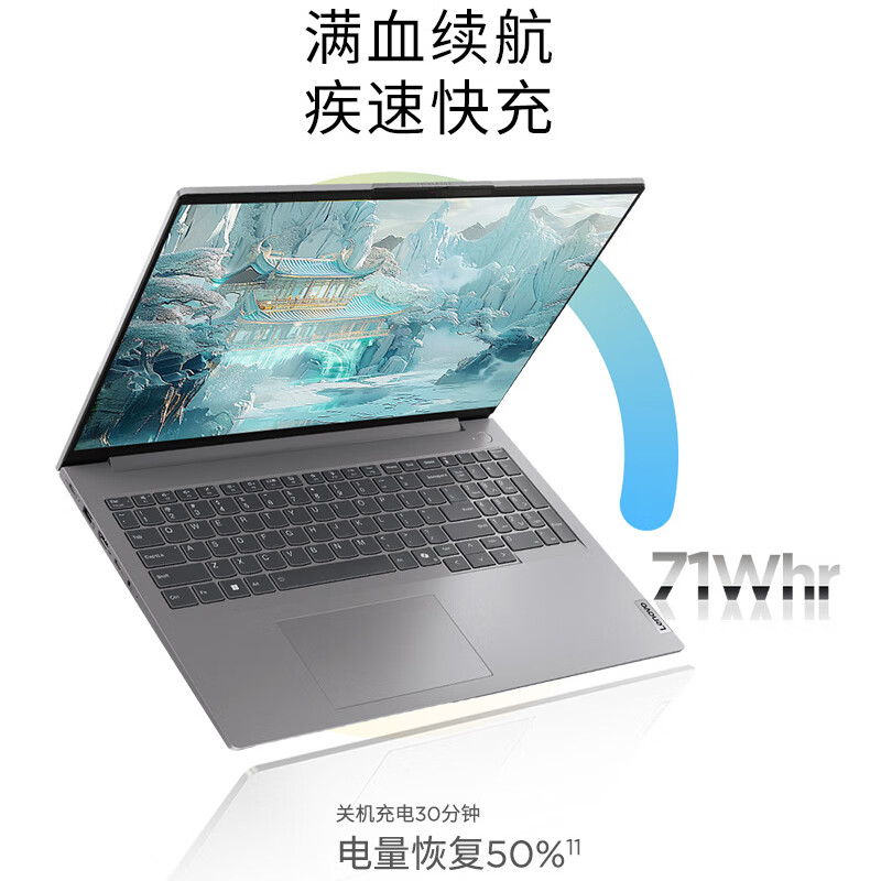 ThinkPad联想ThinkBook 16 2024 AI全能本 锐龙R7-8845H 16英寸轻薄办公笔记本电脑(16G 1T 2.5K 120Hz)高清大图