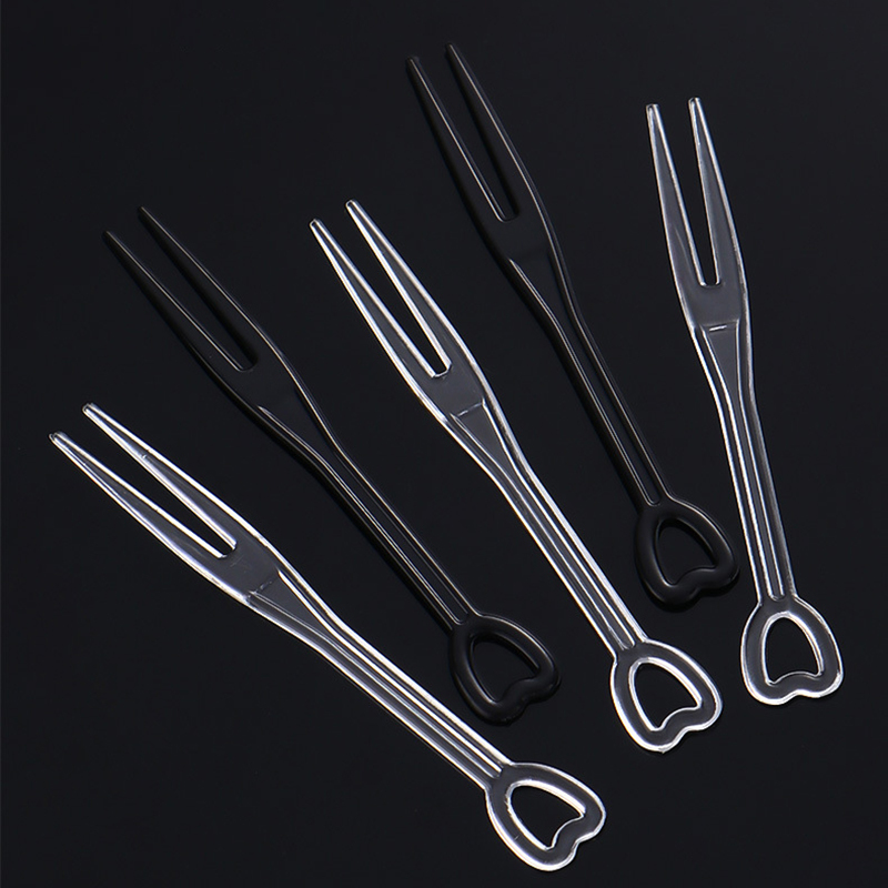 水果叉子一次性大包装塑料水果签蛋糕叉KTV高端商用小叉子果插 500支