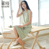 素缕夏装2018新款女百搭显瘦绣花宽松长款无袖连衣裙女SL522235媫
