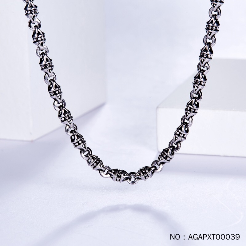 黄金码头 pt950炫黑金铂金时尚复古精品项链白金男士链子男友礼物