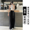 速干条纹运动裤女夏薄款2025新款高腰显瘦宽松束脚卫裤冰丝阔腿裤