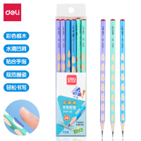 得力(deli)S959彩色洞洞铅笔12支小学生用三角杆铅笔矫正握姿一年级文具儿童2b铅笔