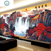 鸿运当头十字绣2020新款自己手工线绣客厅大幅大气风景山水画满绣 封后 中格200*90厘米进口丝线3股线绣