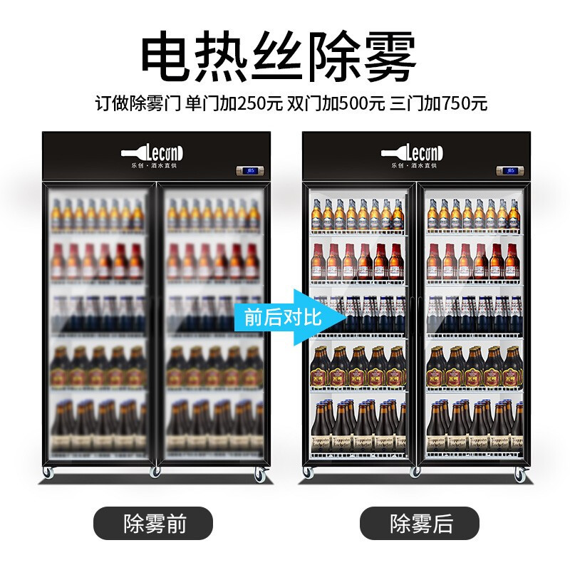 乐创(lecon) 饮料柜展示柜冷藏柜立式冰柜商用冰箱饮品啤酒蔬菜水果保鲜冷柜鲜花柜陈列柜 双门直冷下机组普通门经典黑