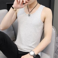 莫代尔夏季背心男运动外穿坎肩内穿纯棉无袖吊带跨栏冰丝打底潮牌 浅灰 此款紧身喜欢宽松请拍大1-2码数