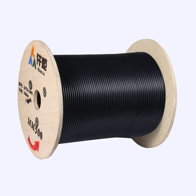 仟炬QJGL-W30B52DPE-24BK层绞式室外24芯铠装光缆,单模G.652D,PE护套,黑色/米