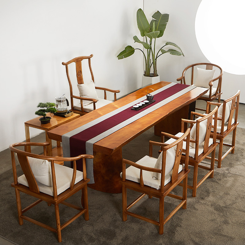 欧若凡3米茶桌椅组合实木简约功夫茶几桌子泡茶桌办公