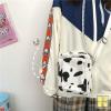 日系原宿风百搭少女可爱包包女韩国ins复古奶牛帆布包学生斜挎包 奶牛帆布包长形版(无任何挂件)