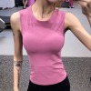 YY无袖背心女健身紧身瑜伽跑步速干T恤H_黑色_M