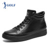 GOLF/高尔夫冬季新品时尚男靴子真皮高帮韩版靴子男黑色