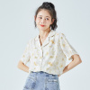 [1折价39.9元叠加优惠券]唐狮 夏季短袖衬衫女复古满印衬衣小个子显瘦外套减龄潮流