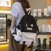 2021年新款书包女高中大学生夏天日系初中大容量双肩包小学生背包 黑色送鸭子挂件和徽章